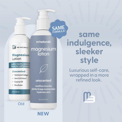 Unscented Magnesium Lotion for Sleep & Leg Cramps, Suitable for Sensitive Skin, Helps with Muscle Relaxation, Soothes Tired Legs & Foot Aches and Supports Restful Nights, 8 Fl Oz