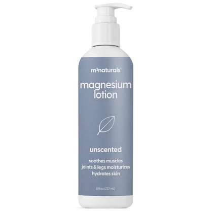 Unscented Magnesium Lotion for Sleep & Leg Cramps, Suitable for Sensitive Skin, Helps with Muscle Relaxation, Soothes Tired Legs & Foot Aches and Supports Restful Nights, 8 Fl Oz